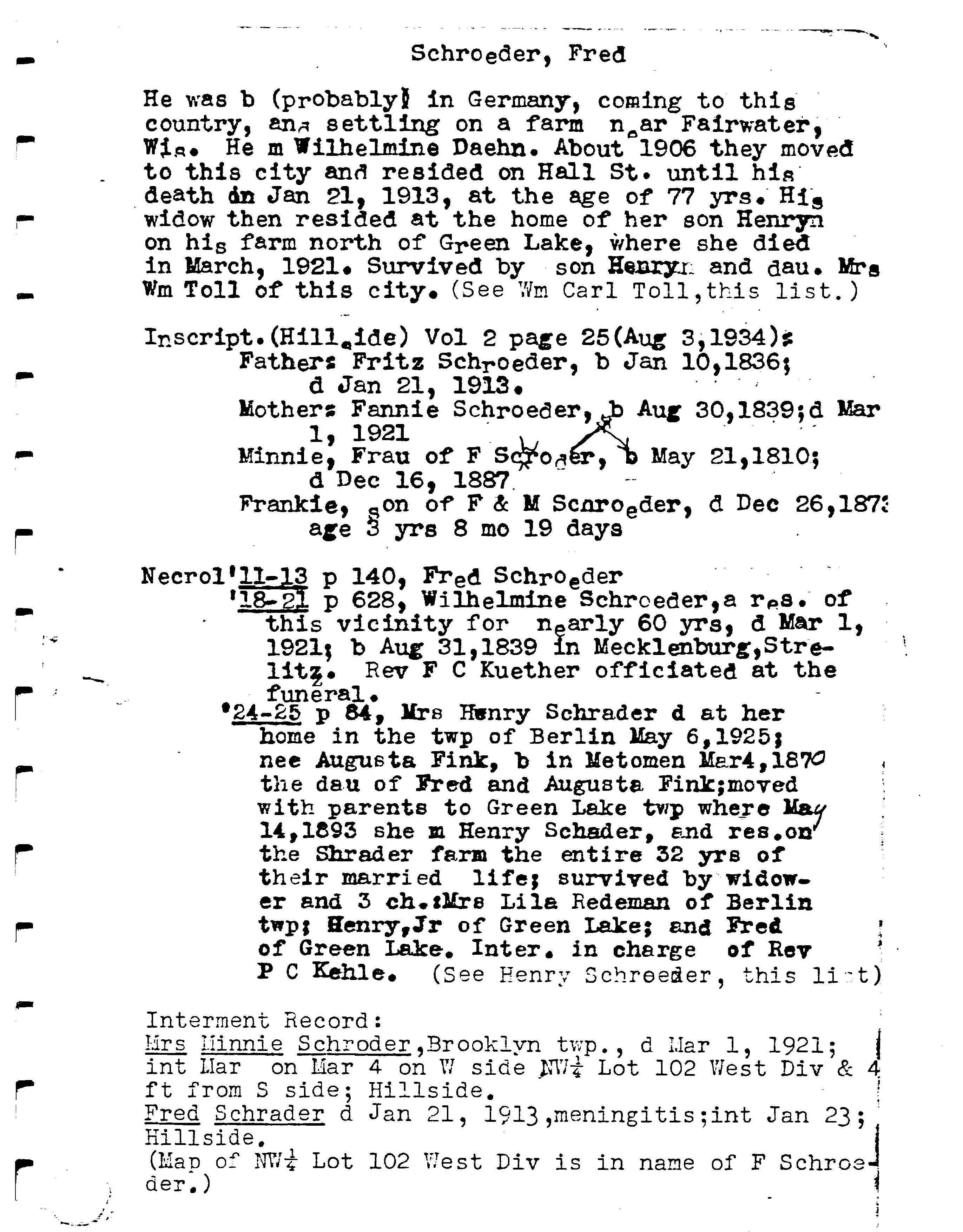 Excerpt from Pedrick Notebook